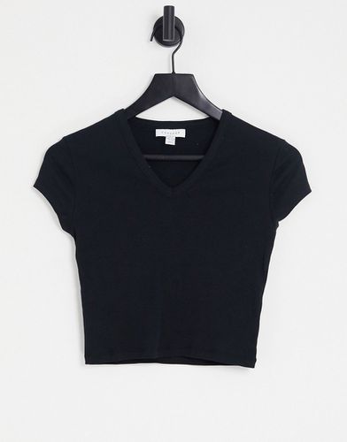 T-shirt mini nera con scollo a V - Topshop - Modalova