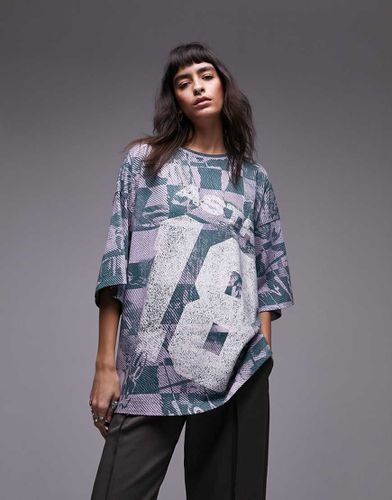 T-shirt oversize con motivo stampato sportivo - Topshop - Modalova