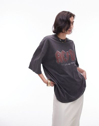 T-shirt oversize antracite con grafica "ACDC" su licenza - Topshop - Modalova