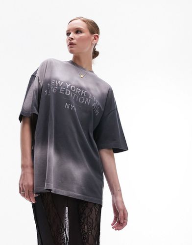 T-shirt oversize antracite con stampa di New York - Topshop - Modalova