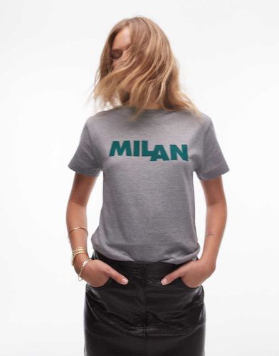 T-shirt oversize mélange con grafica "Milan" - Topshop - Modalova