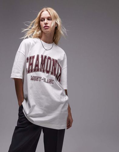 T-shirt oversize premium bianca con grafica "Chamonix" - Topshop - Modalova