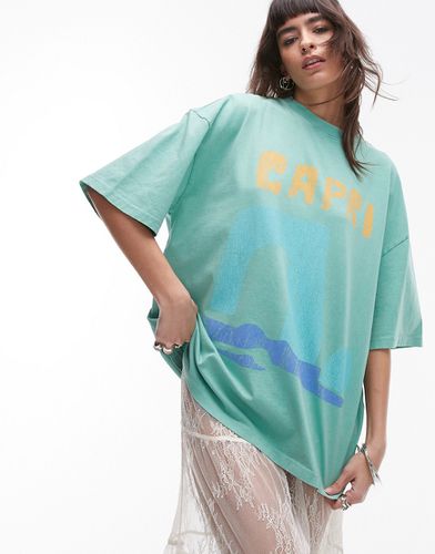 T-shirt oversize con stampa di Capri - Topshop - Modalova