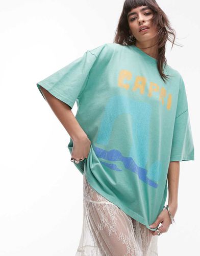 T-shirt oversize con stampa di Capri - Topshop - Modalova