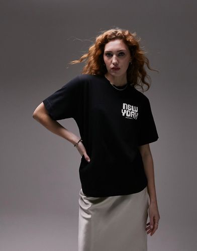 T-shirt basic premium nera con grafica "New York" - Topshop - Modalova