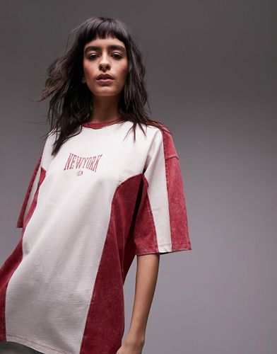 T-shirt oversize slavato con grafica sportiva vintage "New York" - Topshop - Modalova