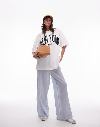 T-shirt super oversize bianca premium con stampa "New York" - Topshop - Modalova