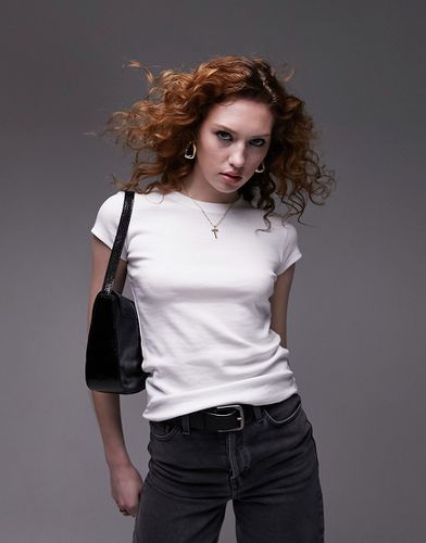 T-shirt taglio lungo bianca - Topshop - Modalova