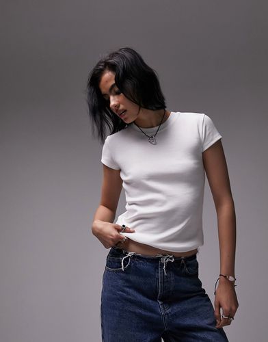 T-shirt taglio lungo bianca - Topshop - Modalova