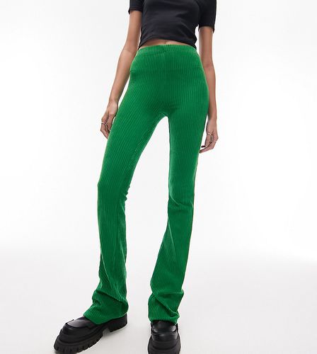 Pantaloni a zampa elasticizzati verdi in velluto a coste - Topshop Tall - Modalova