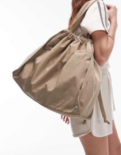 Thom - Borsa shopping oversize in nylon color cammello con dettaglio arricciato - Topshop - Modalova