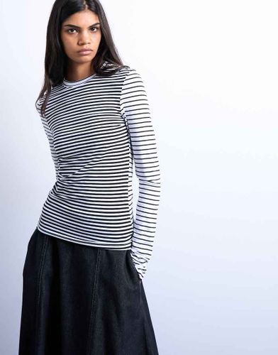 Top manches longues à rayures contrastantes - et blanc - Topshop - Modalova