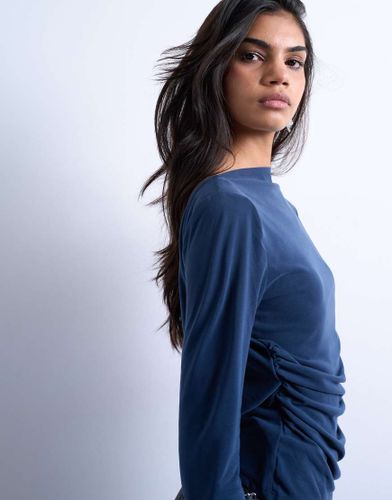 Top manches longues en cupro avec dos bénitier - Topshop - Modalova