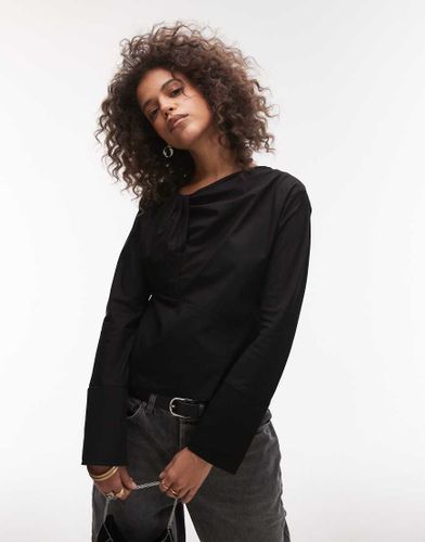 Top torsadé à l'avant en popeline - Topshop - Modalova