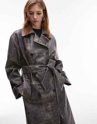 Trench in vera pelle effetto slavato - Topshop - Modalova