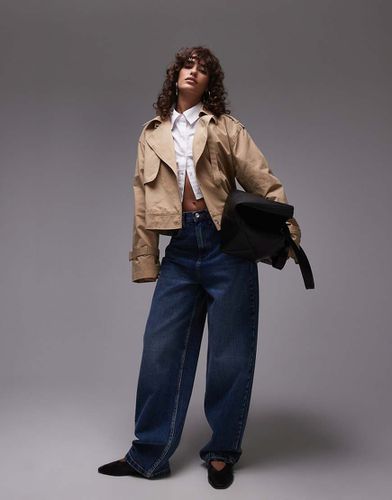 Trench taglio corto in cotone color pietra - Topshop - Modalova