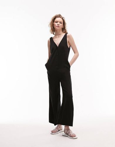 Tuta jumpsuit nera casual con bottoni - Topshop - Modalova