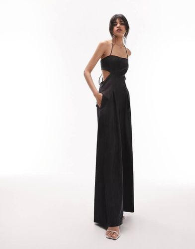 Tuta jumpsuit sartoriale nera gessata - Topshop - Modalova