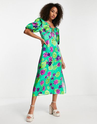 Vestito midi con maniche a pipistrello a fiori - Topshop - Modalova