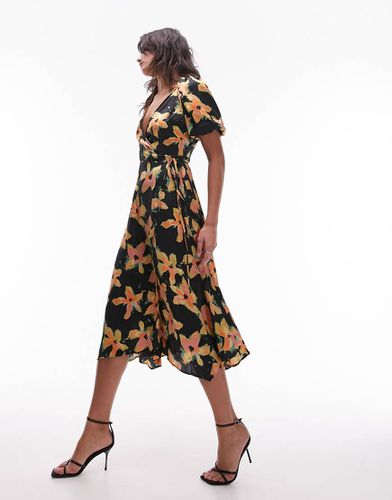 Vestito midi avvolgente con stampa a fiori - Topshop - Modalova