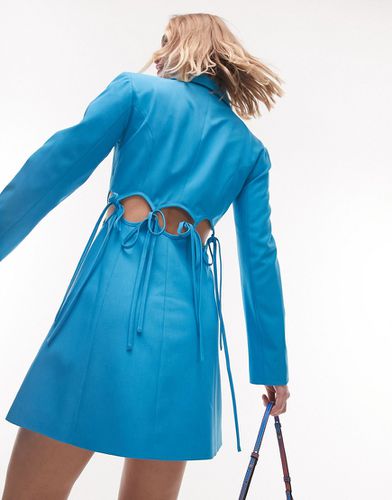 Vestito stile blazer blu aperto sul retro con allacciatura - Topshop - Modalova