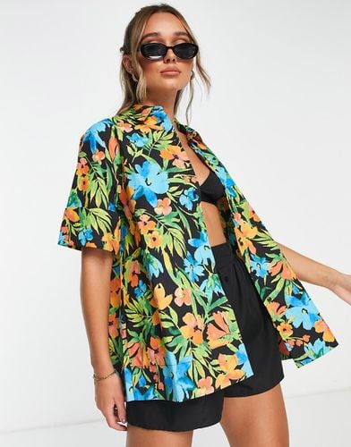 Camicia in popeline con stampa tropicale - Topshop - Modalova