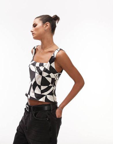 Canottiera monocromatica con stampa geometrica e scollo squadrato in coordinato - Topshop - Modalova