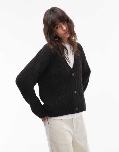 Cardigan in maglia a trecce con scollo a V - Topshop - Modalova