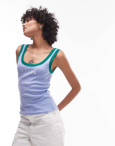 Débardeur côtelé avec inscription Tulum » contrastante brodée - Topshop - Modalova