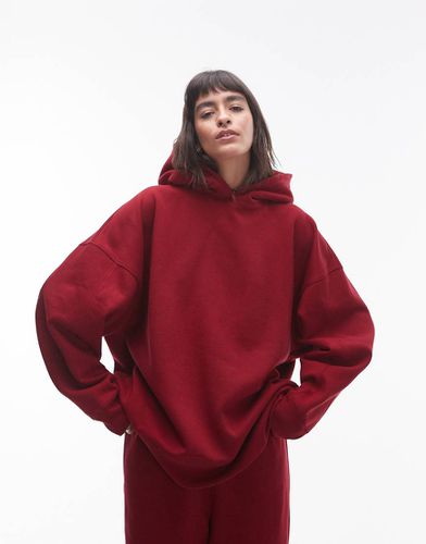 Felpa con cappuccio oversize premium bordeaux in coordinato - Topshop - Modalova