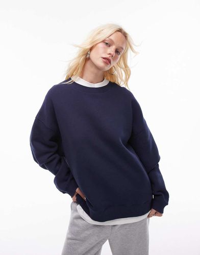 Felpa premium blu navy con cuciture a vista - Topshop - Modalova