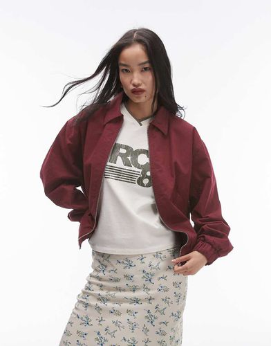 Giacca bomber oversize bordeaux con colletto in cotone - Topshop - Modalova