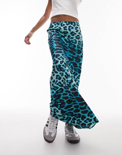 Gonna lunga asimmetrica turchese con stampa animalier - Topshop - Modalova