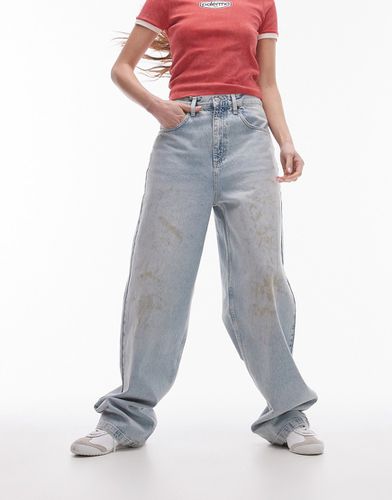Jeans ampi a vita alta candeggiati con macchie effetto fango - Topshop - Modalova