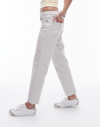 Jeans dritti a vita medio alta taglio corto sporco con bordi grezzi - Topshop - Modalova