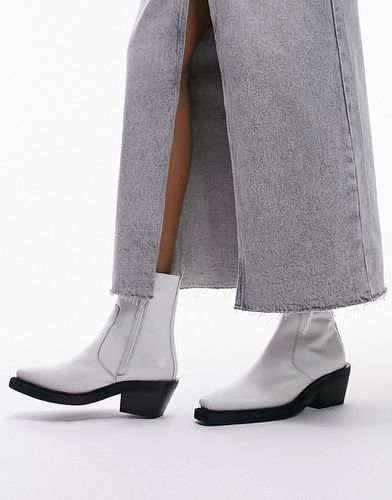 Lara - Stivaletti alla caviglia stile western in pelle bianca effetto lucertola - Topshop - Modalova