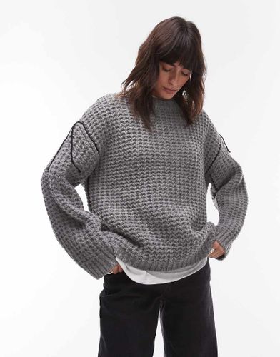 Maglione oversize girocollo soffice con cuciture a vista - Topshop - Modalova