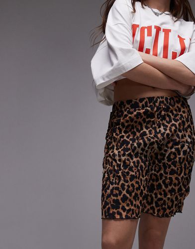 Minigonna increspata con stampa leopardata - Topshop - Modalova