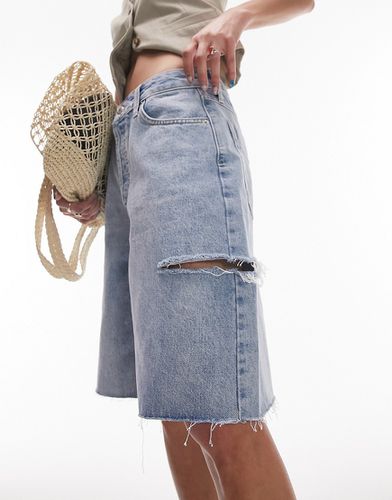 Pantaloncini di jeans larghi candeggiati con strappo laterale - Topshop - Modalova