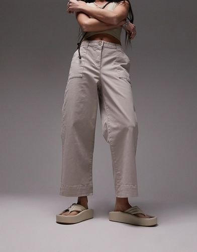 Pantaloni culotte color pietra a vita alta - Topshop - Modalova