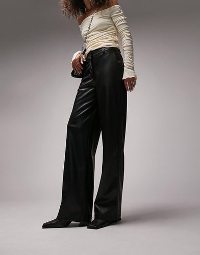 Pantaloni a fondo ampio in pelle sintetica neri - Topshop - Modalova
