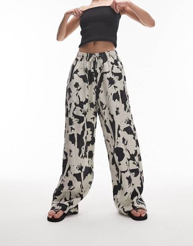 Pantaloni a palloncino monocromatici con stampa a fiori in lino in coordinato - Topshop - Modalova