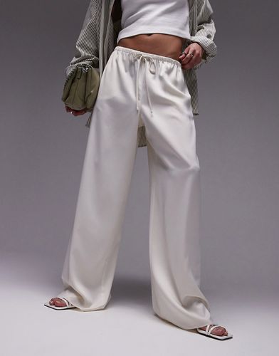 Pantaloni dritti in raso color ostrica con coulisse - Topshop - Modalova