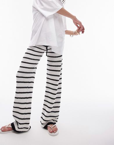 Pantaloni in maglia a righe bianche e nere - Topshop - Modalova