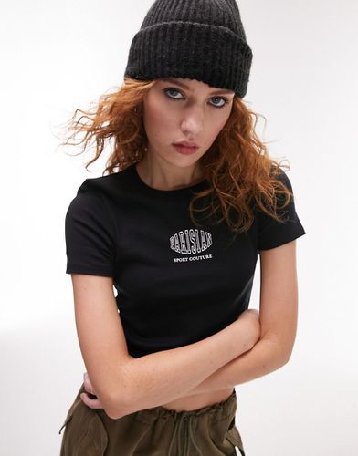 Parisian - T-shirt nera con stampa - Topshop - Modalova