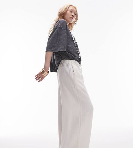 Pantaloni in lino allacciati in vita bianchi - Topshop Petite - Modalova