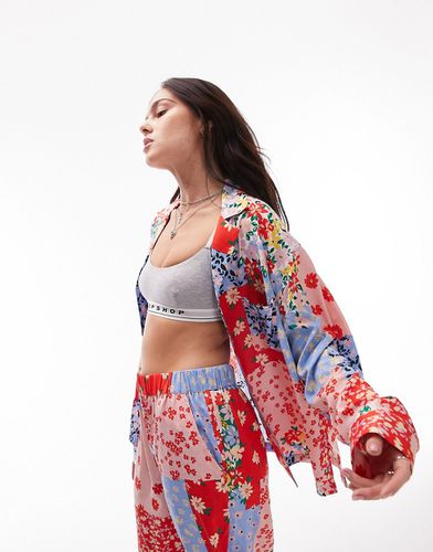 Pigiama a fiori effetto patchwork con camicia e pantaloni - Topshop - Modalova