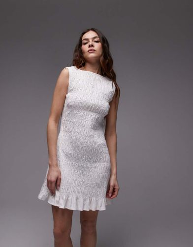 Robe courte froncée en popeline - Topshop - Modalova