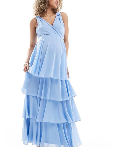 TFNC Bridesmaids Maternity - Vestito lungo da damigella in chiffon polvere a balze - TFNC Maternity - Modalova