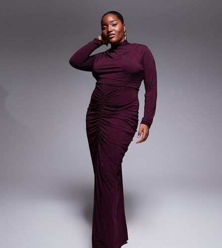 Robe longue ornementée à col montant - Cerise - Tfnc Plus - Modalova